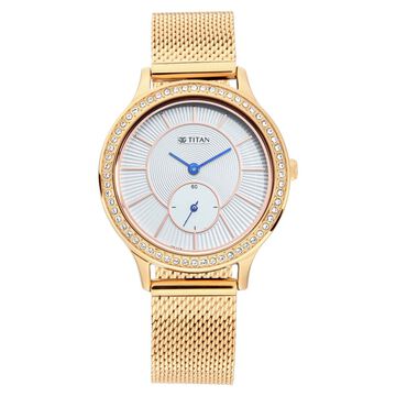 Titan Sparkle Rose Gold Dial Analog Metal Strap watch for Women