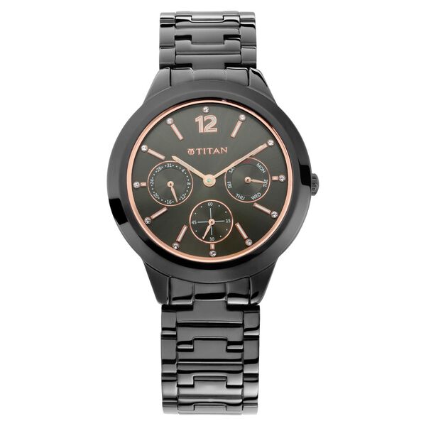 Titan Workwear Anthracite Dial Analog with Day and Date Stainless Steel Strap Watch for Women - image number 1