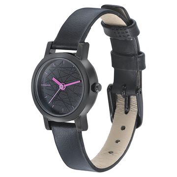 Sonata Onyx Black Dial Women Watch With Leather Strap