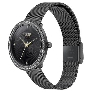 Sonata Poze Quartz Analog Black Dial Mesh Strap Watch for Women