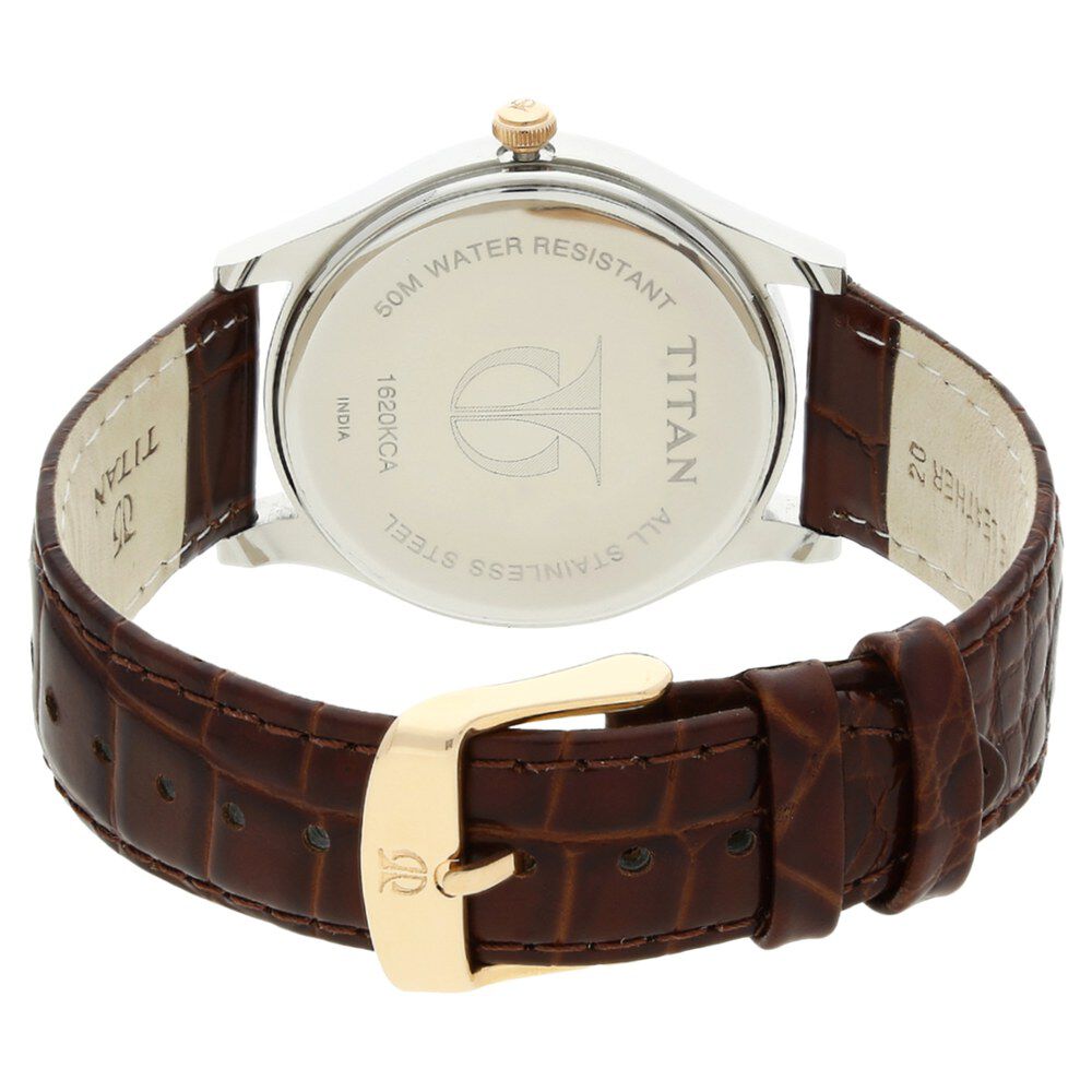 Buy Online Titan Quartz Multifunction Brown Dial Leather Strap