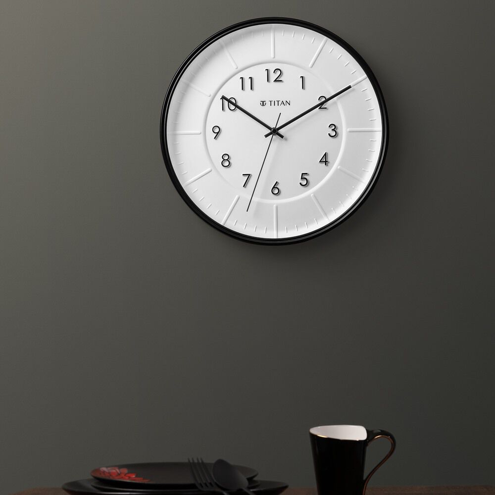 Buy Online Titan Contemporary Wall Clock with Raised Numbers 30.8 cm x 30.8 cm Medium ncw0041pa01 Titan