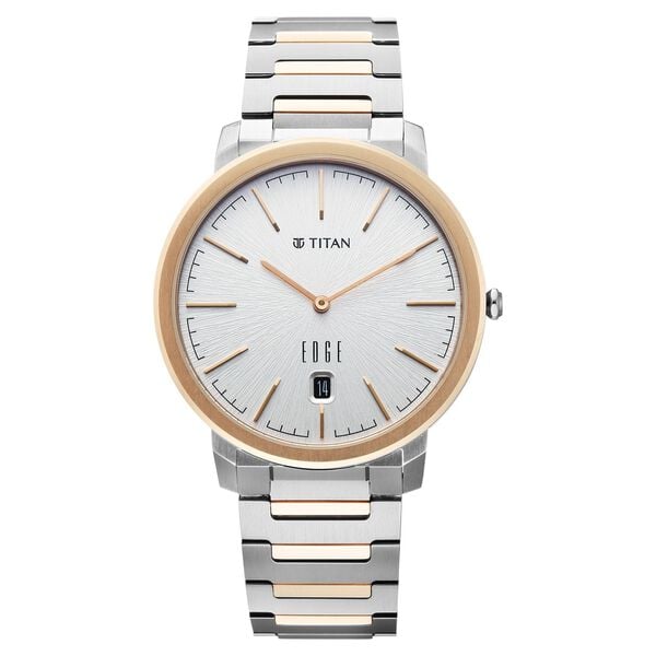 Edge Meister Quartz Analog with Date White Dial Rose Gold Titanium Strap Watch For Men - image number 0