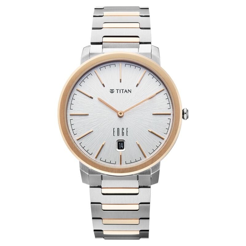Edge Meister Quartz Analog with Date White Dial Rose Gold Titanium Strap Watch For Men