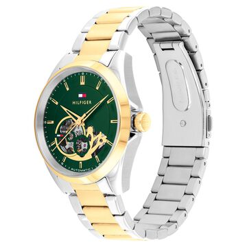 Tommy Hilfiger Automatic Automatic Green Dial Two Toned Stainless Steel Strap Watch For Men