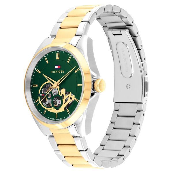 Tommy Hilfiger Automatic Automatic Green Dial Two Toned Stainless Steel Strap Watch For Men - image number 1