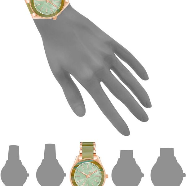 Anne Klein Quartz Analog Green Dial Golden Plastic Strap Watch For Women - image number 3