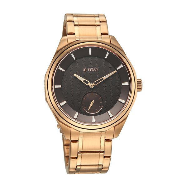 Titan Regalia Opulent Offset Second Hand Rose Gold Dial And Strap Watch For Men - image number 2