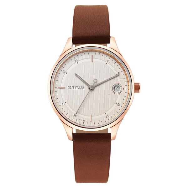Titan Workwear Silver Dial Women Watch With Leather Strap - image number 1