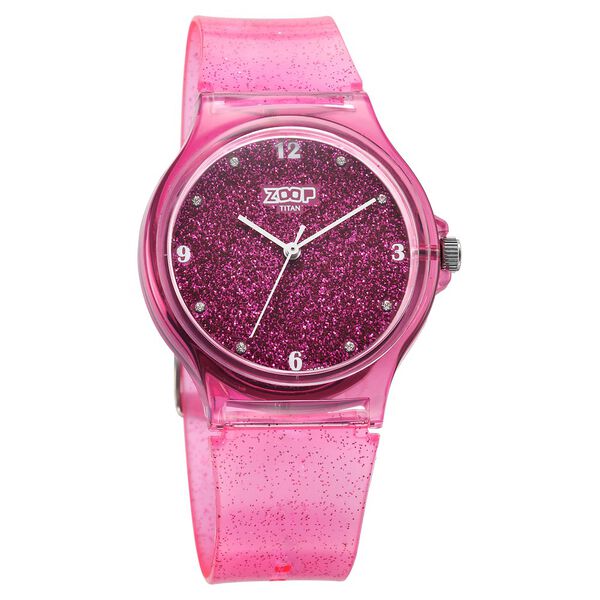 Zoop Glitter Analog Watch with Pink Dial & Pink Strap for Girls Kids, from House of Titan - image number 1