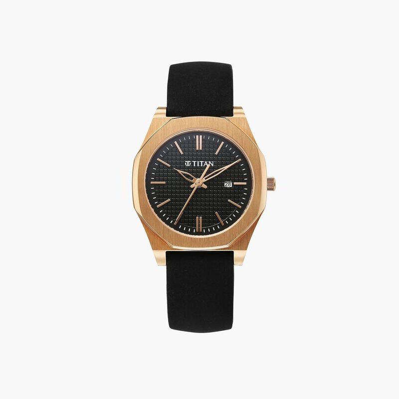 Titan Workday Wonders Quartz Analog Black Dial Black Silicone Strap Watch For Women