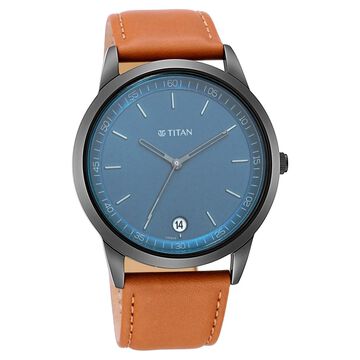 Titan Men's Timeless Style Watch: Refined Anthra Dial and Leather Strap