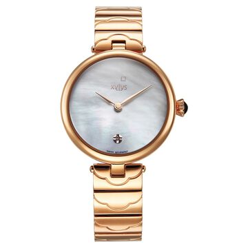 Xylys Swiss Analog Rose Gold Stainless Steel Strap Mother Of Pearl Dial Watch For Women