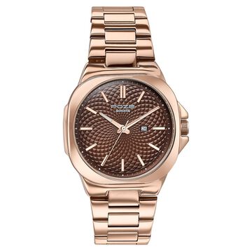 Sonata Poze Quartz Analog Brown Dial Rose Gold Colour Stainless Steel Strap Watch For Men