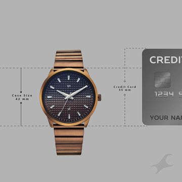 Vyb Arcane By Fastrack Quartz Analog Two Toned Dial Brown Stainless Steel Strap Watch For Guys
