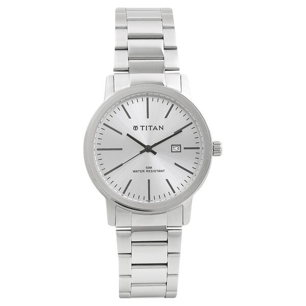 Titan Quartz Analog with Date White Dial Metal Strap Watch for Men - image number 0