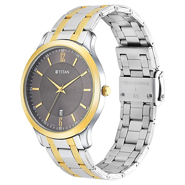 Titan Analog with Date Brown Dial Metal Strap watch for Men - image number 2