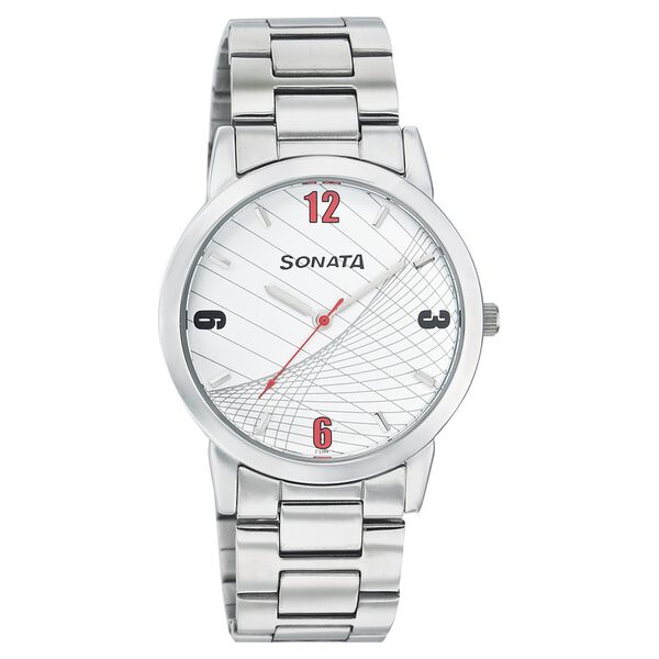 Sonata Quartz Analog White Dial Strap Watch for Men - image number 0