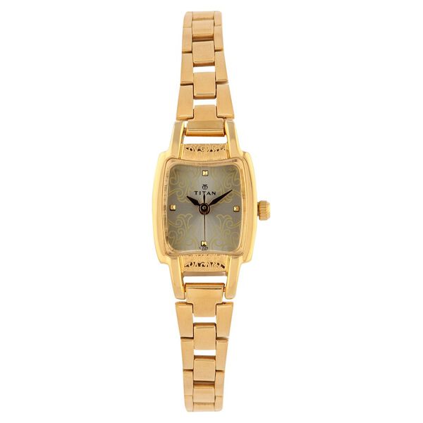 Titan Quartz Analog Champagne Dial Stainless Steel Strap Watch for Women - image number 0