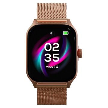 Titan Zeal with 4.69 cm AMOLED Display with AOD, Functional Crown, BT Calling, Smartwatch with Rose Gold Mesh Strap