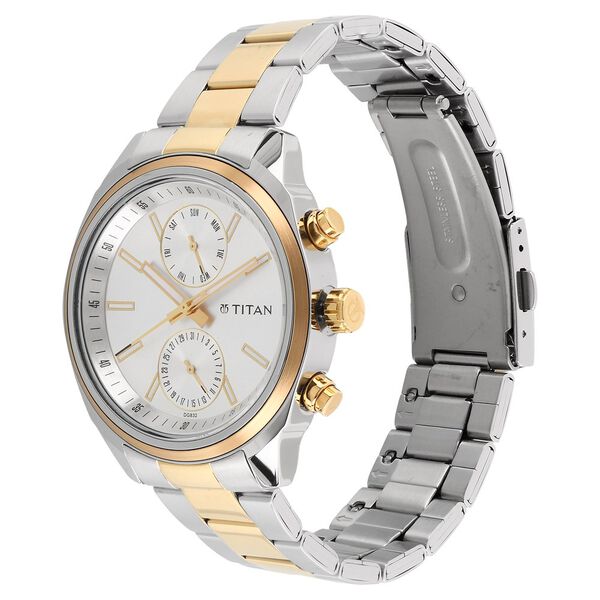 Titan Men's Metropolitan Luxe: Multifunction Silver Dial with Two-Tone Stainless Steel Bracelet Watch - image number 1
