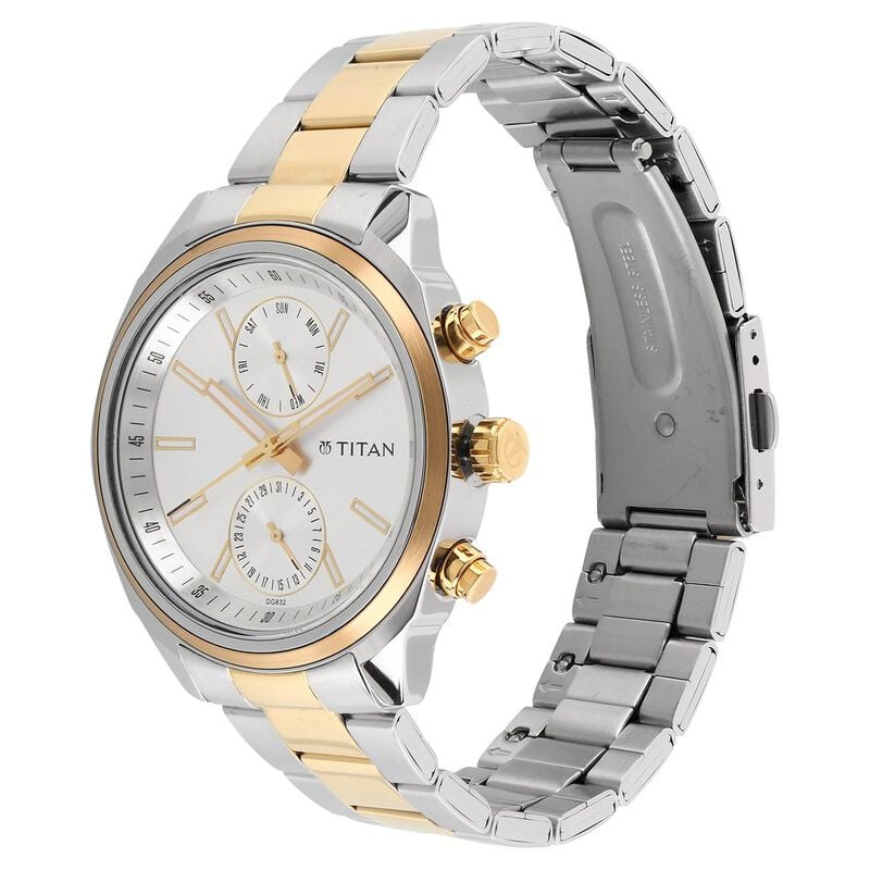 Titan Men's Metropolitan Luxe: Multifunction Silver Dial with Two-Tone Stainless Steel Bracelet Watch - image number 1