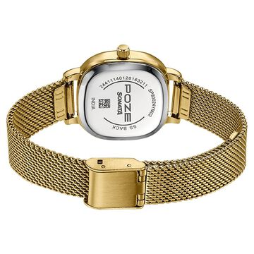 Poze By Sonata Quartz Analog Green Dial Golden Metal Strap Watch For Women