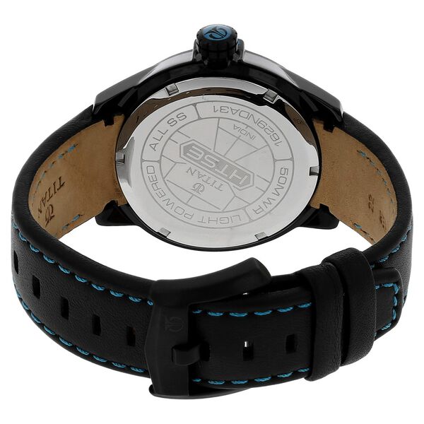 Titan Solar Powered Black Dial Quartz Leather Strap watch for Men - image number 3