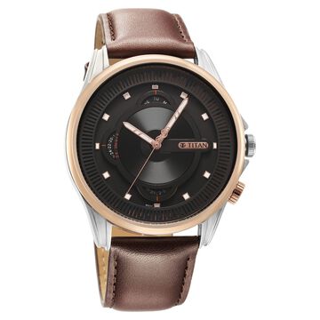 Titan Techno Beats Black Dial Analog with Day and Date Steel Strap Watch for Men