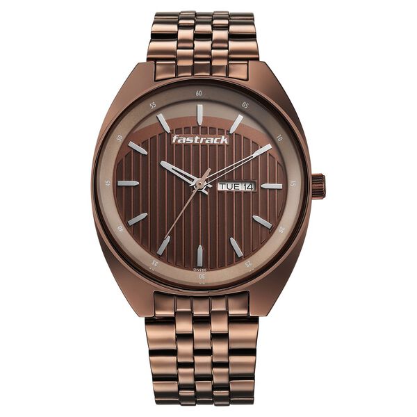 Fastrack Snob X Brown Dial Metal Strap Watch for Guys - image number 0