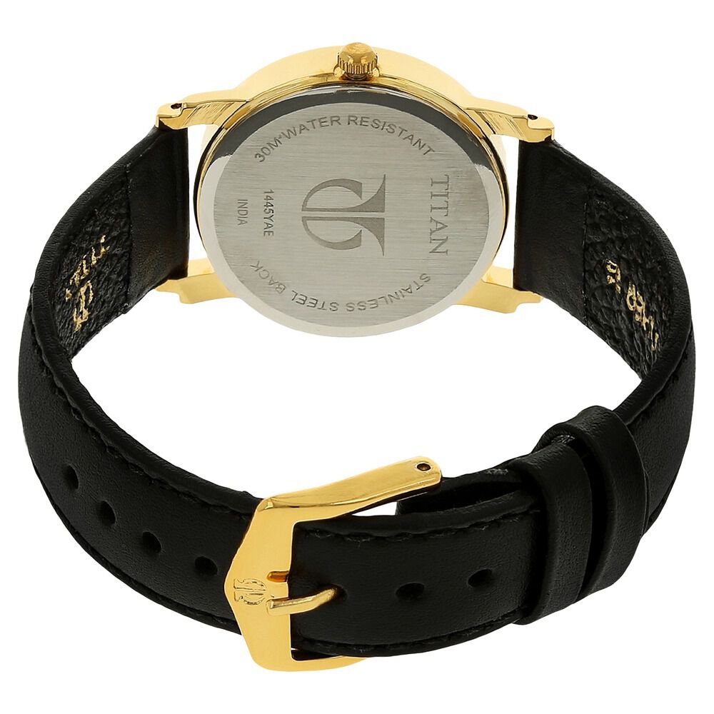 Titan Karishma Champagne Dial Analog with Day and Date Leather Strap watch for Men