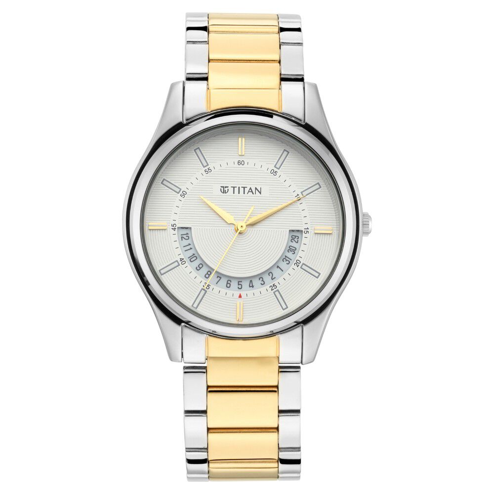 Buy Online Titan Lagan White Dial Analog Metal Strap Watch for Men ns1713bm01 Titan