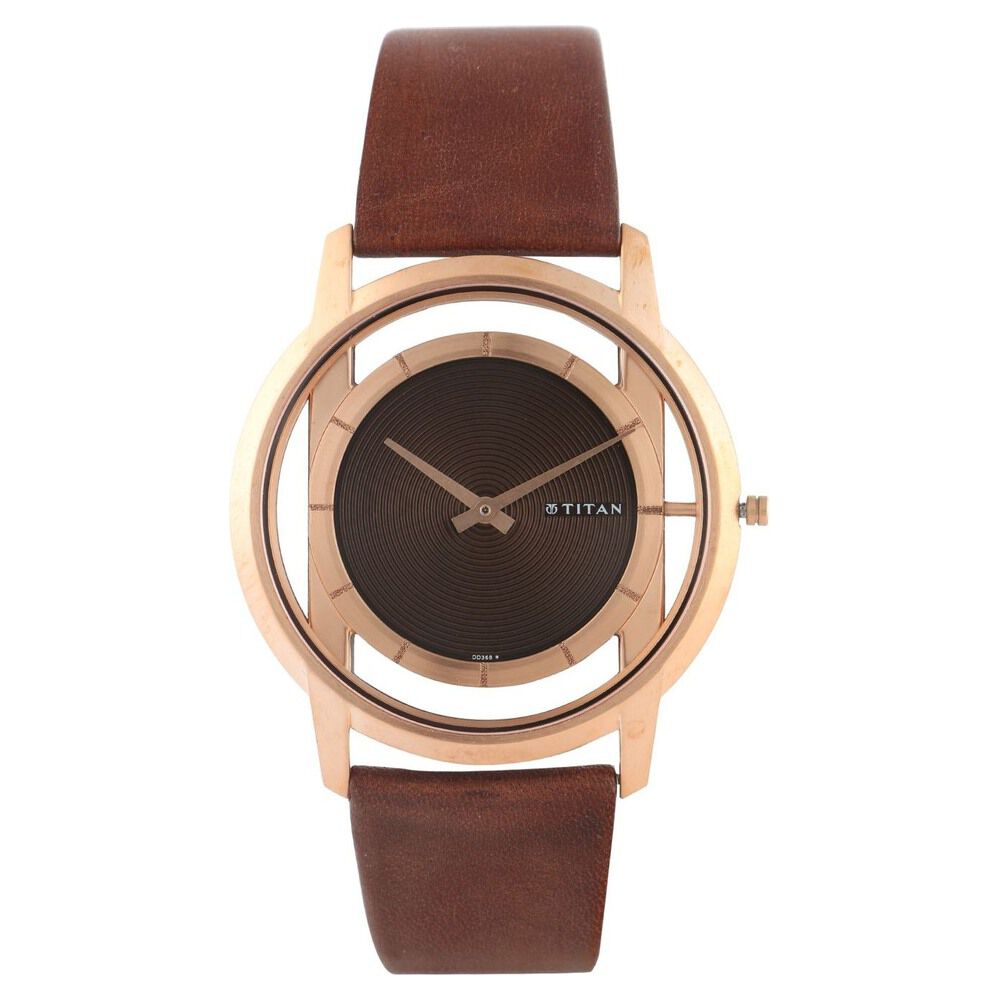 Buy Online Titan Quartz Analog Brown Dial Leather Strap Watch for Men 1577wl01 Titan