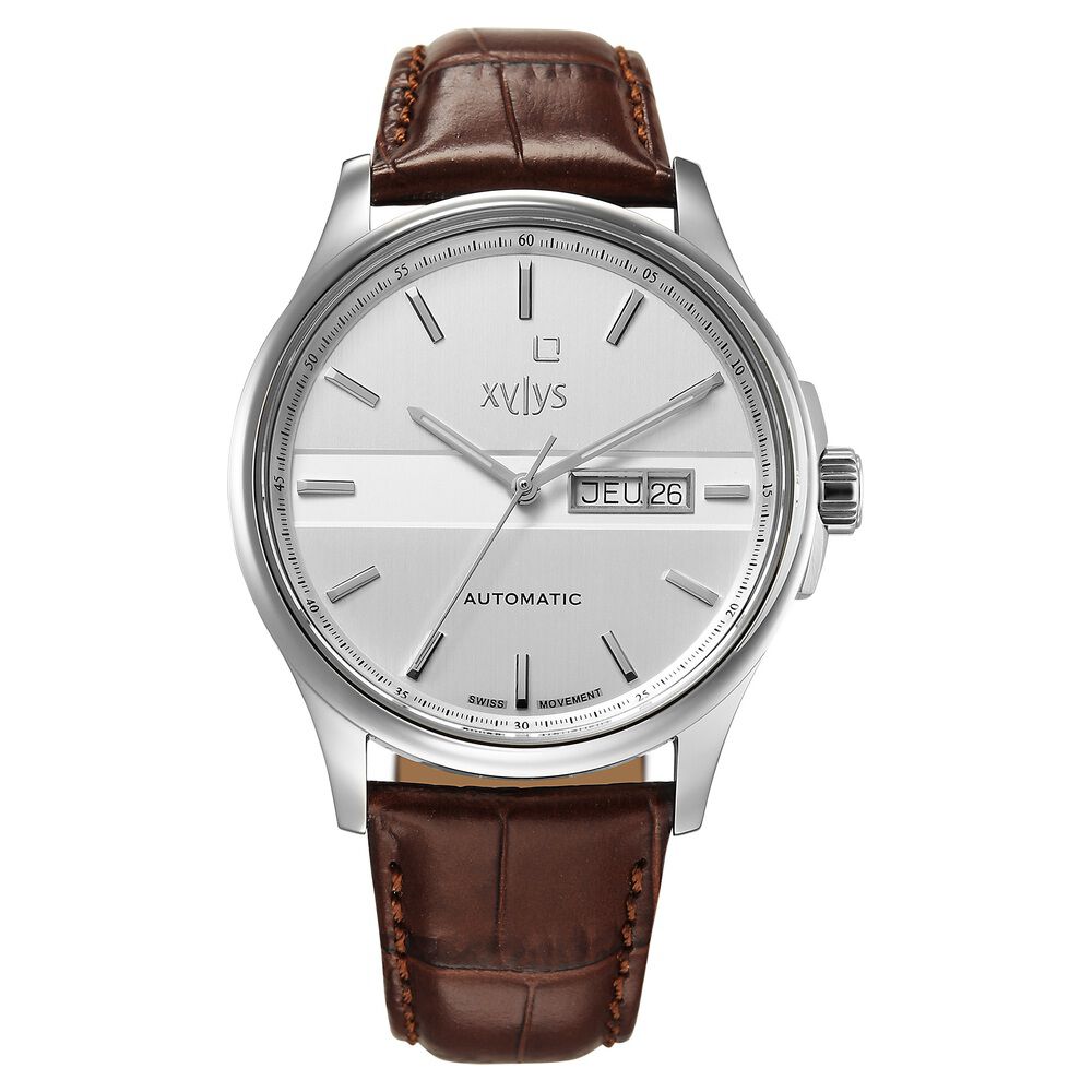 Buy Online Xylys Automatic Silver Dial Brown Leather Strap Watch