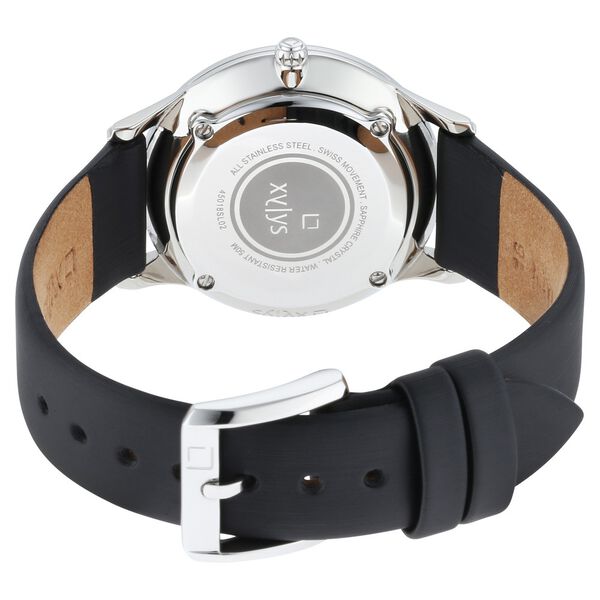 Xylys Swiss Analog with Date Black Leather Strap Mother of Pearl Dial Watch For Women - image number 4