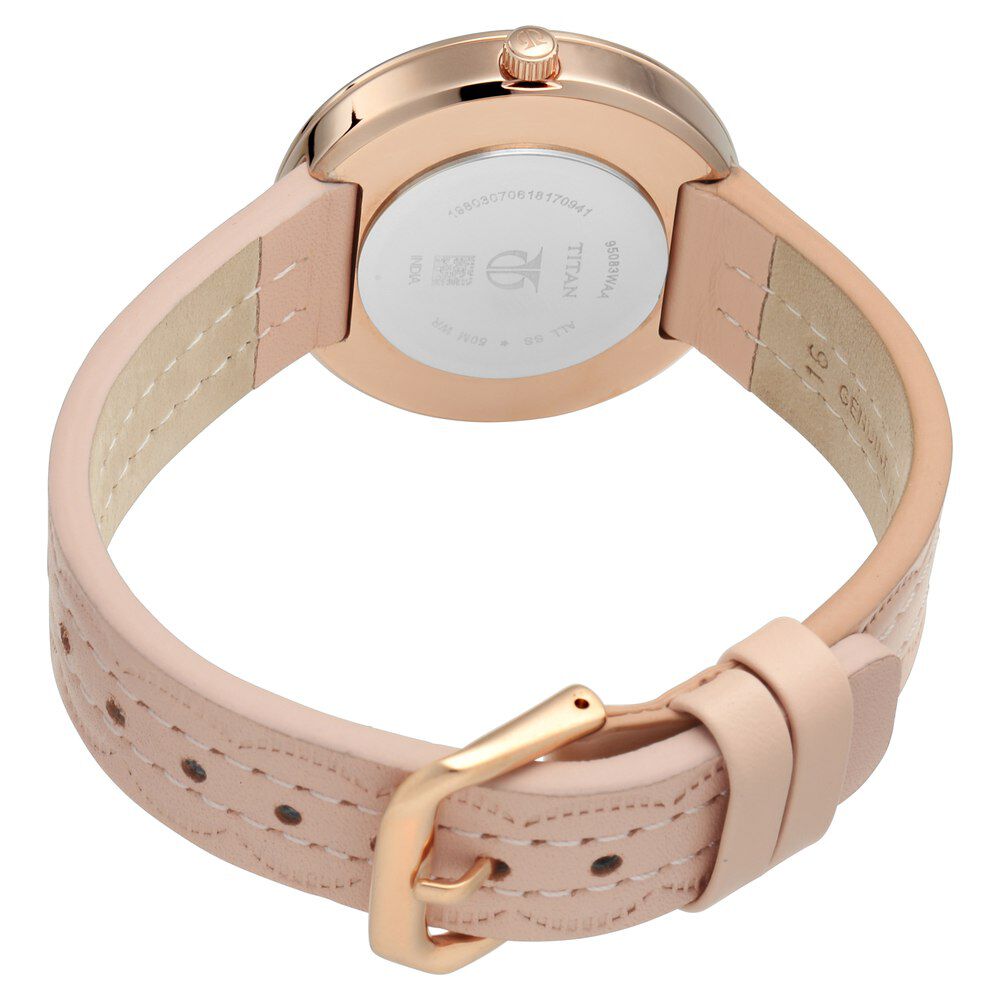 Titan On Trend Rose Gold Dial Analog Leather Strap watch for Women