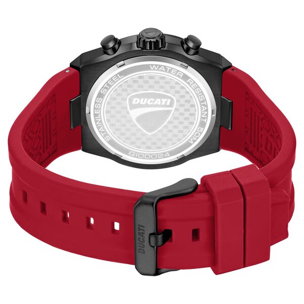 Ducati Quartz Chronograph Black Dial Red Silicone Strap Watch For Men - image number 2