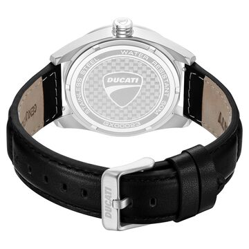Ducati Quartz Analog Black Dial Black Leather Strap Watch For Men