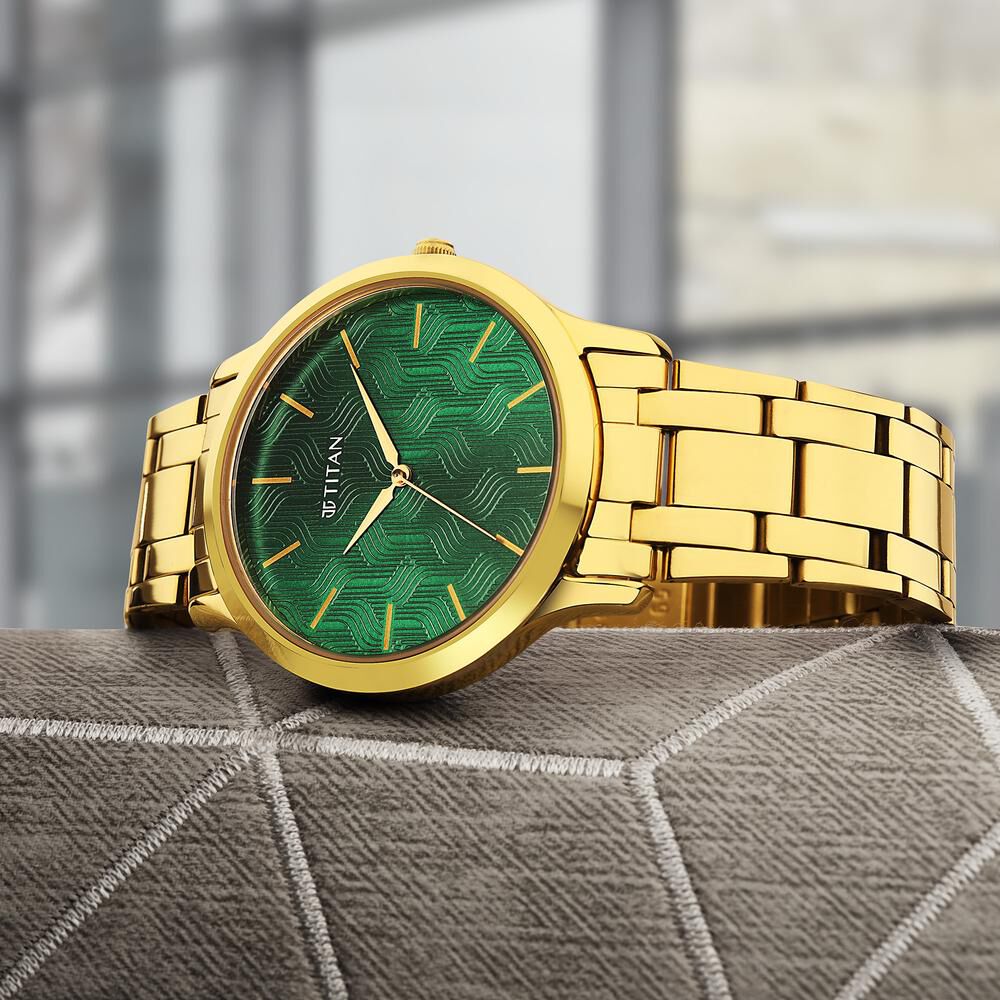Titan watch green best sale dial
