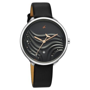 Fastrack Oceanyx Quartz Analog with Date Black Dial Black Strap Watch For Girls