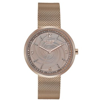 Sonata Poze Quartz Analog Rose Gold Dial Mesh Strap Watch for Women