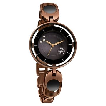 Fastrack Pulse Quartz Analog Black Dial Metal Strap Watch For Girls