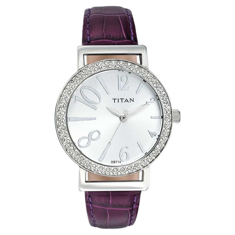 Titan Quartz Analog Silver Dial Watch for Women