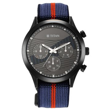 Titan Athleisure Anthracite Dial Quartz Multifunction Nylon Strap watch for Men