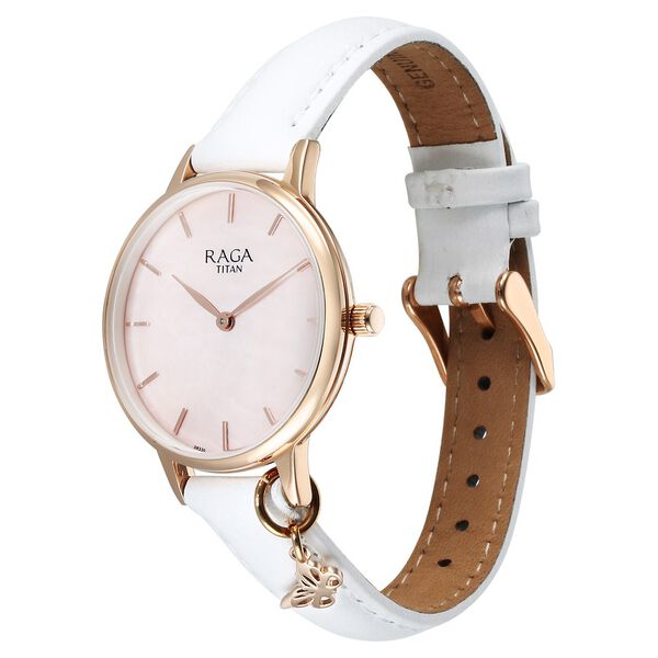 Titan Raga Showstopper Quartz Analog Mother Of Pearl Dial Metal Strap Watch For Women - image number 2