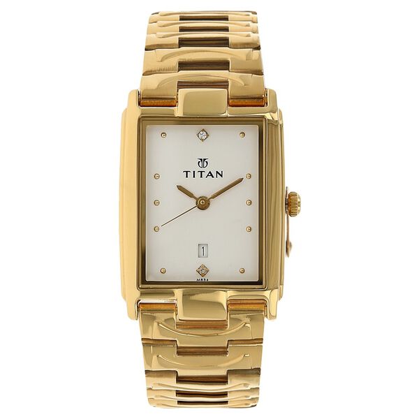 Titan Quartz Analog with Date White Dial Stainless Steel Strap Watch for Men - image number 0