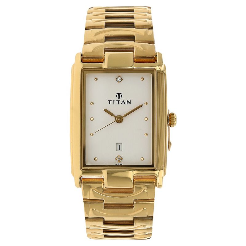 Titan Quartz Analog with Date White Dial Stainless Steel Strap Watch for Men