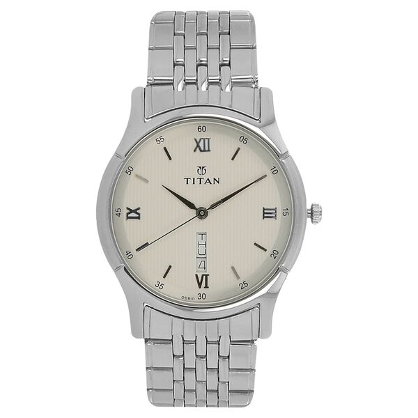 Titan Quartz Analog with Day and Date Silver Dial Stainless Steel Strap Watch for Men - image number 0