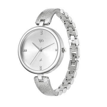 Fastrack Vyb Diva Quartz Analog Silver Dial Metal Strap Watch for Girls