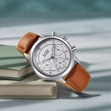 Titan Sapphire Quartz Multifunction White Dial Leather Strap Watch for Men